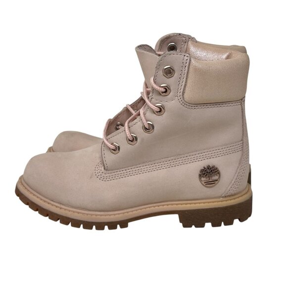 Timberland Premium Boots Womens Size 5.5 Light Pink Metallic Waterproof A1HL6 - Picture 1 of 11